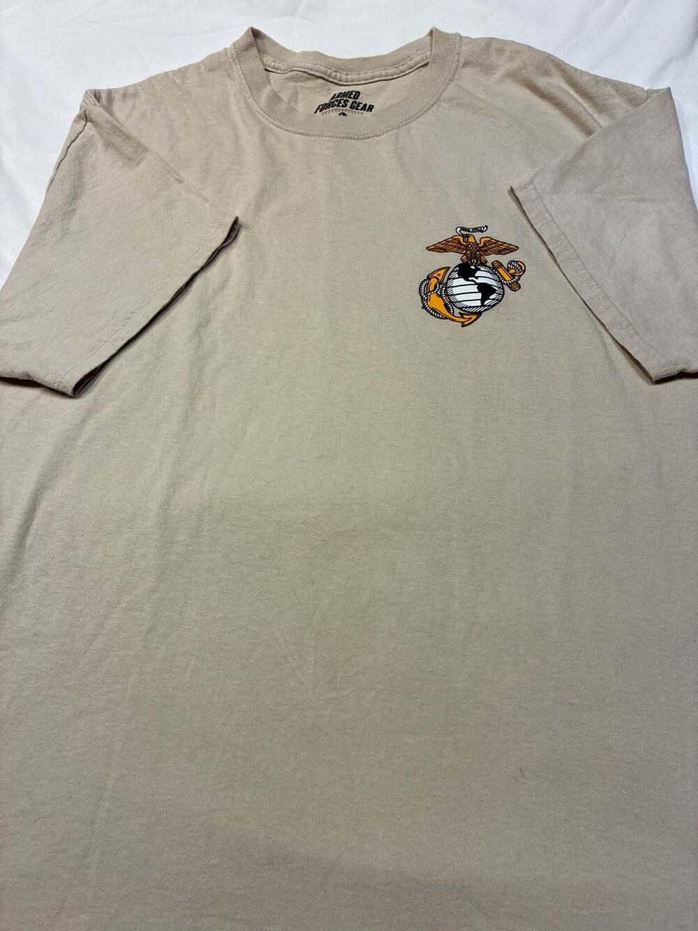 Armed Forces Gear USMC Marine Corps EGA Logo T-Shirt Tan Size L